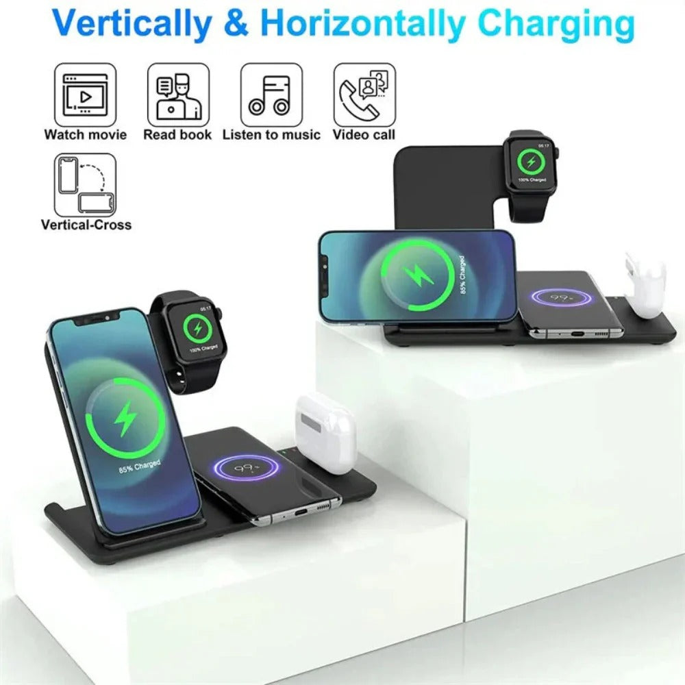 Fast Wireless Charger Dock for iPhone 15, Samsung, Huawei, Earbuds, Smart Watch