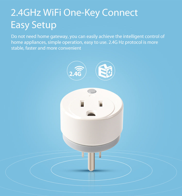 10A Mini Smart Plug WiFi Socket, US Type, Power Monitor, Wireless Control, Alexa & Google Home Compatible