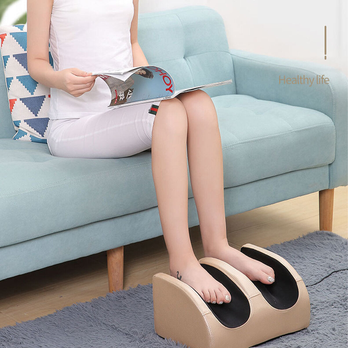 6-Level 12V 24W Electric Foot Massager with Calf Leg Air Compression & Hot Compress for Foot Care