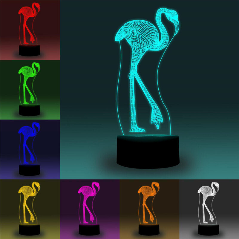 3D LED Illusion Night Light Lamp - Dinosaur, Flamingo, Car, Plane, Opera House, Statue of Liberty - USB, 7 Colors, APP Control, Child Gift