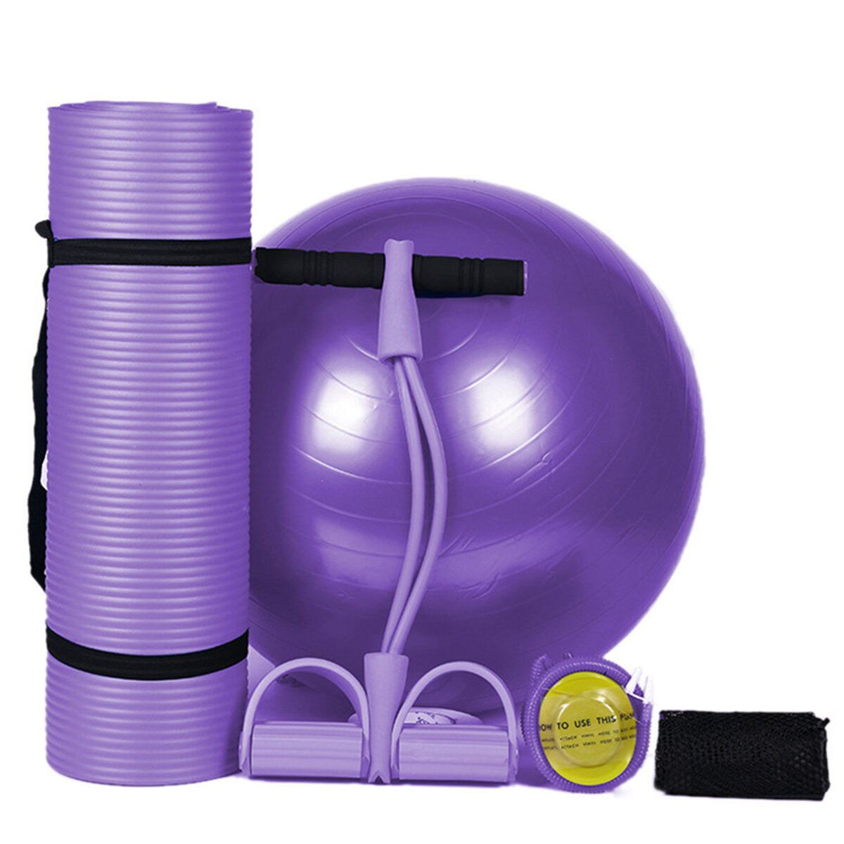 3-Piece Body Shaping Set: Yoga Ball, Yoga Mat, Pedal Puller - Latex Abdominal Trainer