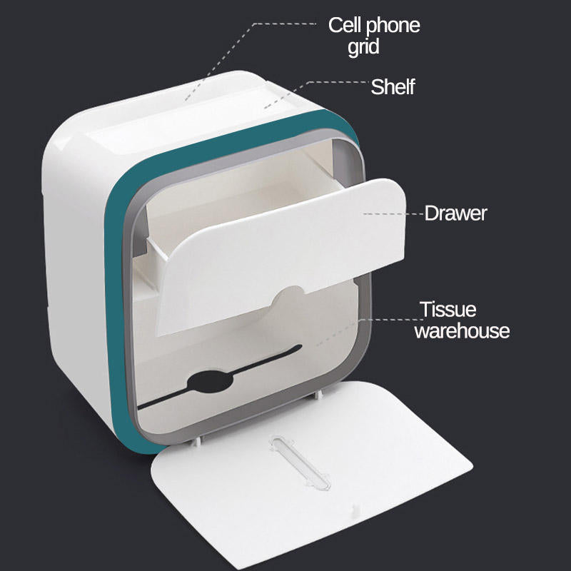 Double Drawer Waterproof Tissue Box - Non-perforated Toilet Paper Roll Storage Rack for Household Use