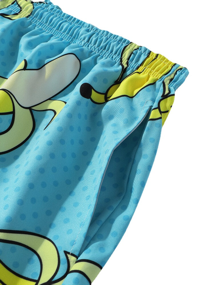 Boardshorts für Herren mit Bananen-Print – lockere Passform, Strandmode mit weitem Bein