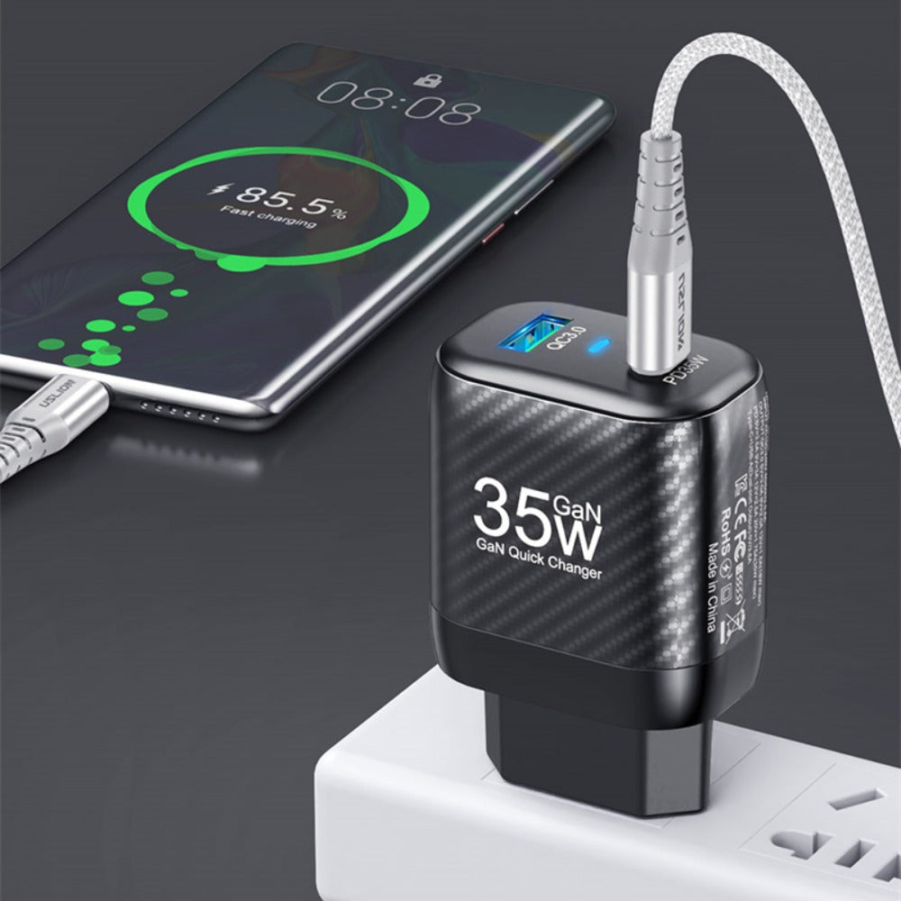 [GaN Tech] BK310 35W 2-Port USB PD Ladegerät Schnellladung EU-Stecker für iPhone, Hui, Xiaomi, Samsung