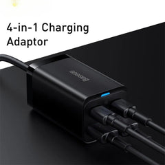 GaN3 Pro 65W 4-Port USB PD Charger with 100W Cable - Fast Charging Station