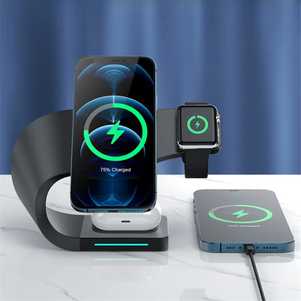 15W Magnetic Wireless Charger Stand for iPhone 14/13/12, Apple Watch, AirPods