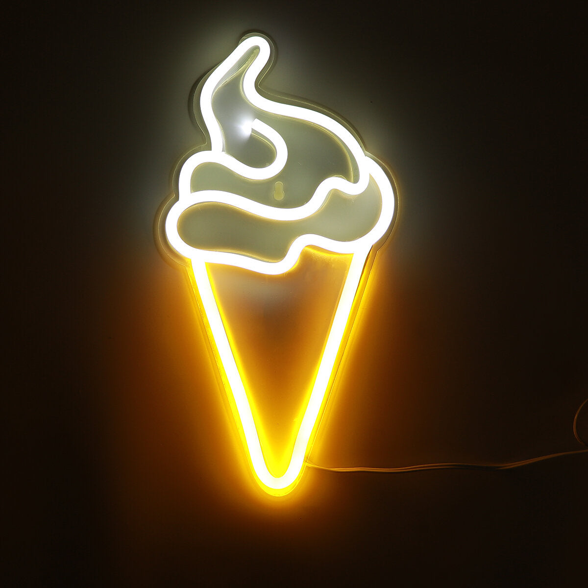 Ice Cream LED Neon Sign Light - Visual Artwork Night Light for Bedroom and Home Wall Lamps