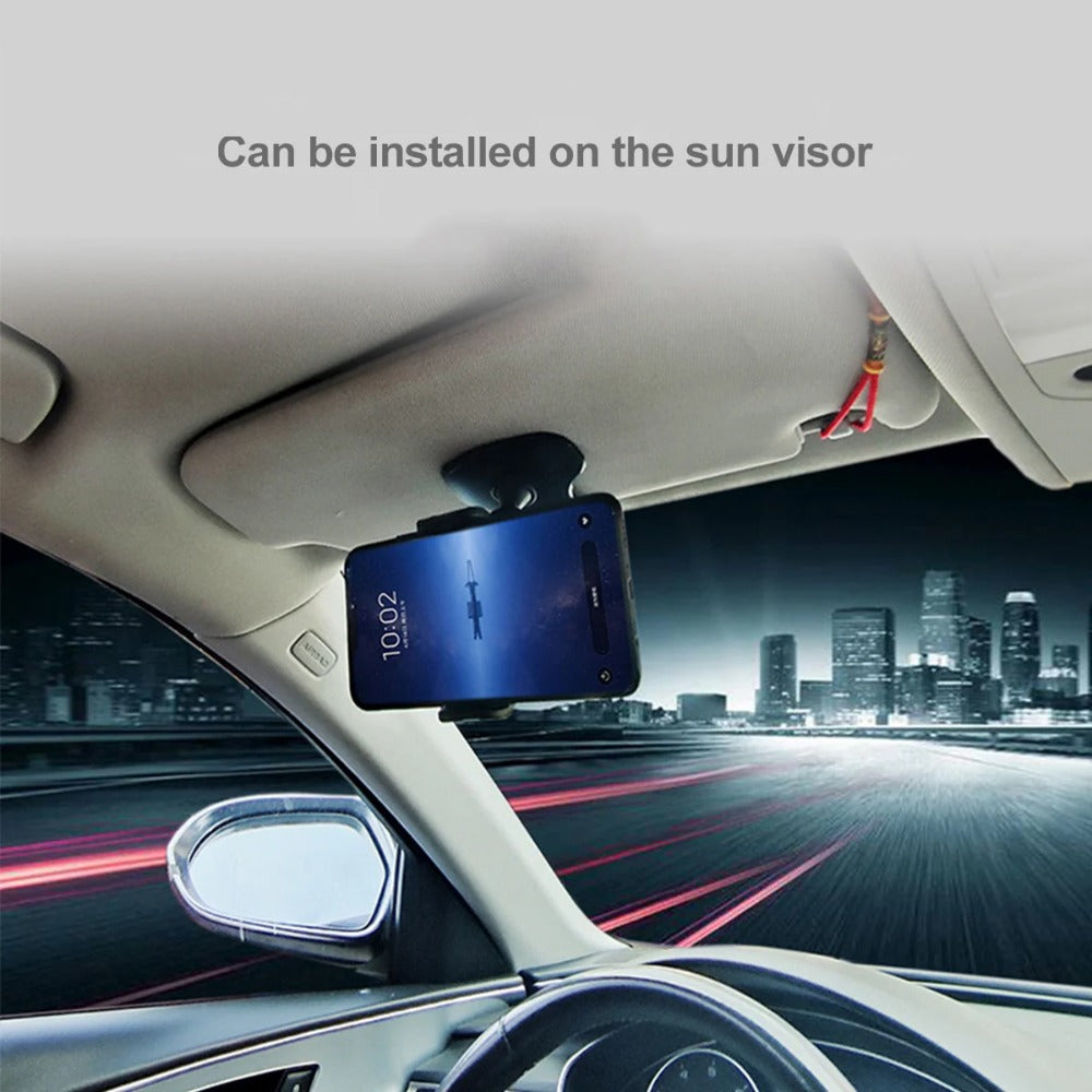 360 Degree Rotation Car Phone Holder for Sun Visor and Dashboard