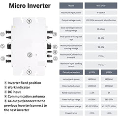 1400W Solar Grid Tie Micro Inverter, Waterproof IP65, 120V/230V Output, Voltage Mode Microgrid