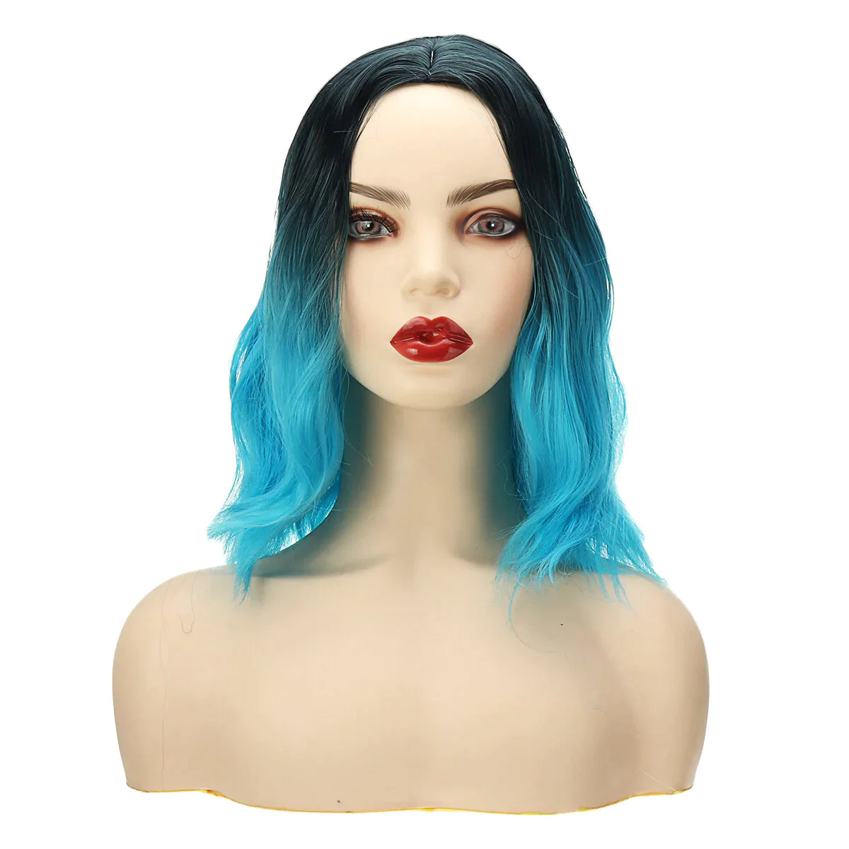 Ombre Black & Orange Water Wave Short Synthetic Cosplay Bob Wigs for Women - Multiple Colors Available