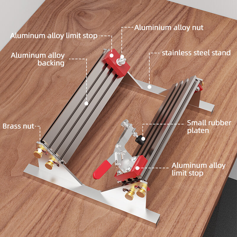 Einstellbare Aluminium-Spline-Vorrichtung für Tischkreissäge und Oberfräse, Größe 1/2"-16", inkl. 4 Flip Stops