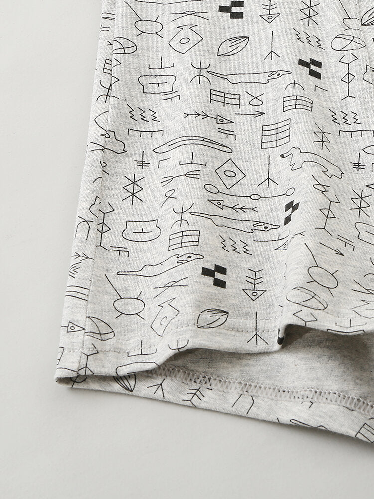 Multipacks Herren-Boxershorts mit Graffiti-Print und U-Konvex-Form – Atmungsaktive Baumwollunterwäsche