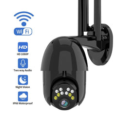 1080P HD Outdoor PTZ IP Camera, 10 LED, 5X Zoom, Two-Way Audio, Voice Alarm, Waterproof, Night Vision, Black