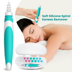 Rotating Spiral Ear Cleaner with 15 Soft Tips - Safe Earwax Removal Tool