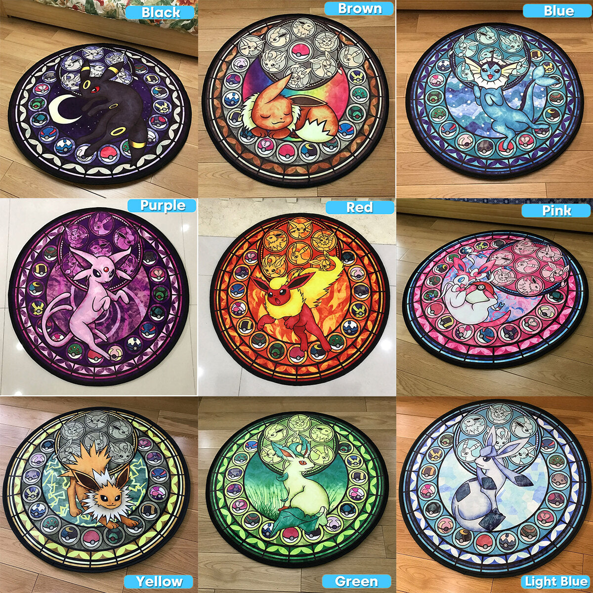 100cm Pocket Monster Round Non-Slip Door Mat Rug - Bedroom Carpet Home Decor