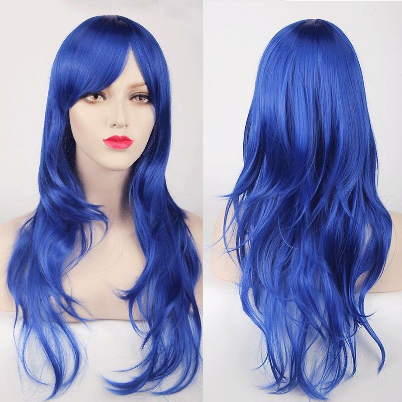 70CM Long Dark Purple Synthetic Cosplay Wig - High Temperature Fiber Hair Extensions for Women