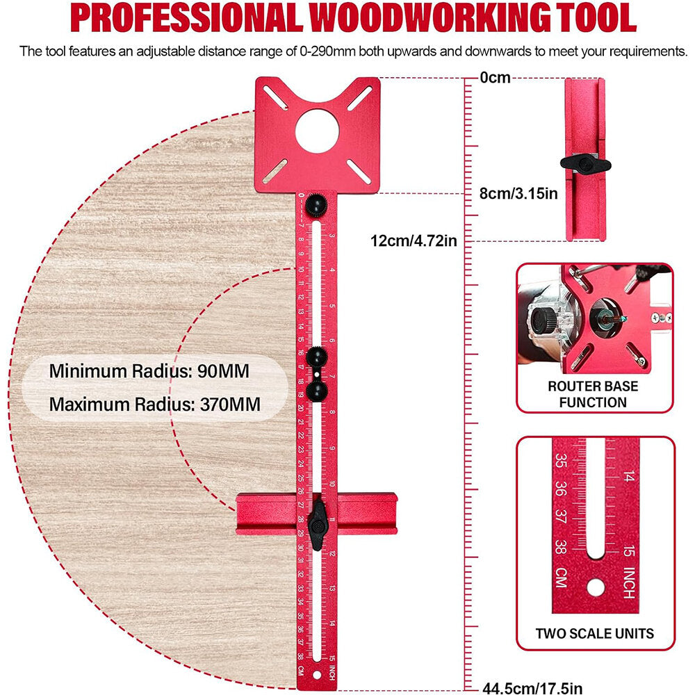4-in-1 Router Milling Tool: Dual Unit Woodworking & Cutting Circular Bracket