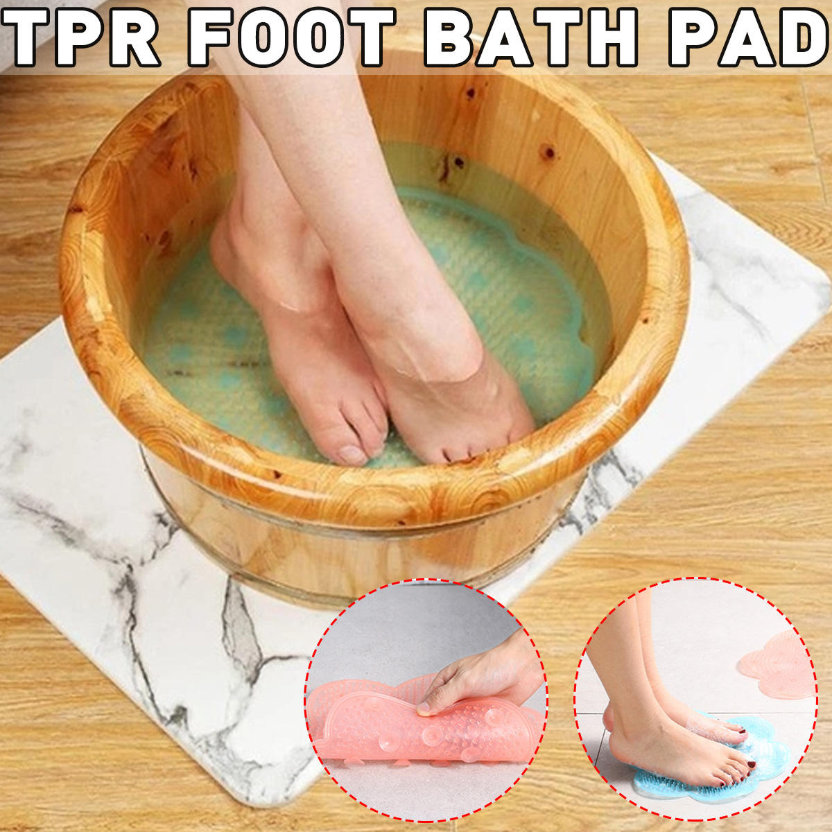 Suction Cup Shower Mat - TPR Bath Massage Pad & Foot Massager Cleaning Tool