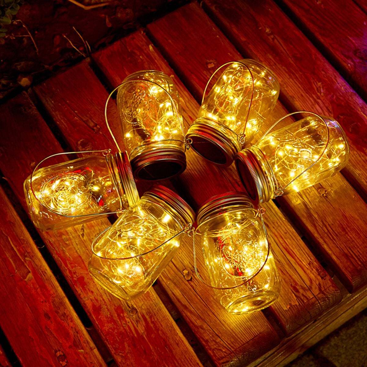 20 LED Solar String Lights - Mason Jar Lamps for Outdoor Garden Decor, Waterproof