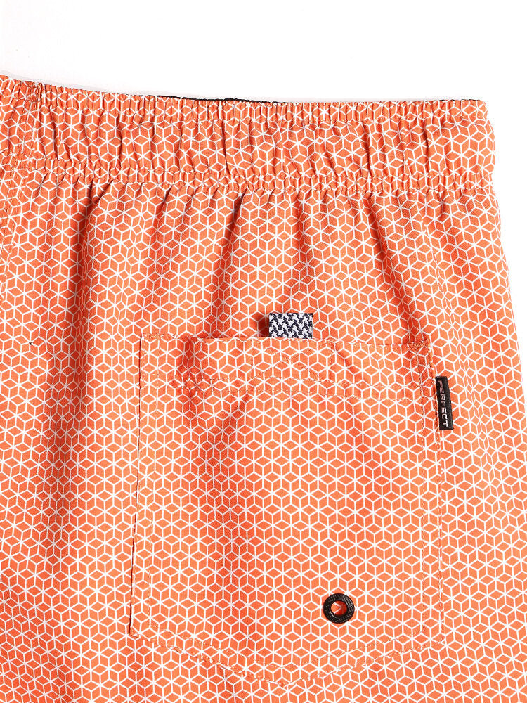 Schnelltrocknende Strandshorts mit Geo-Print und Kordelzug für Herren