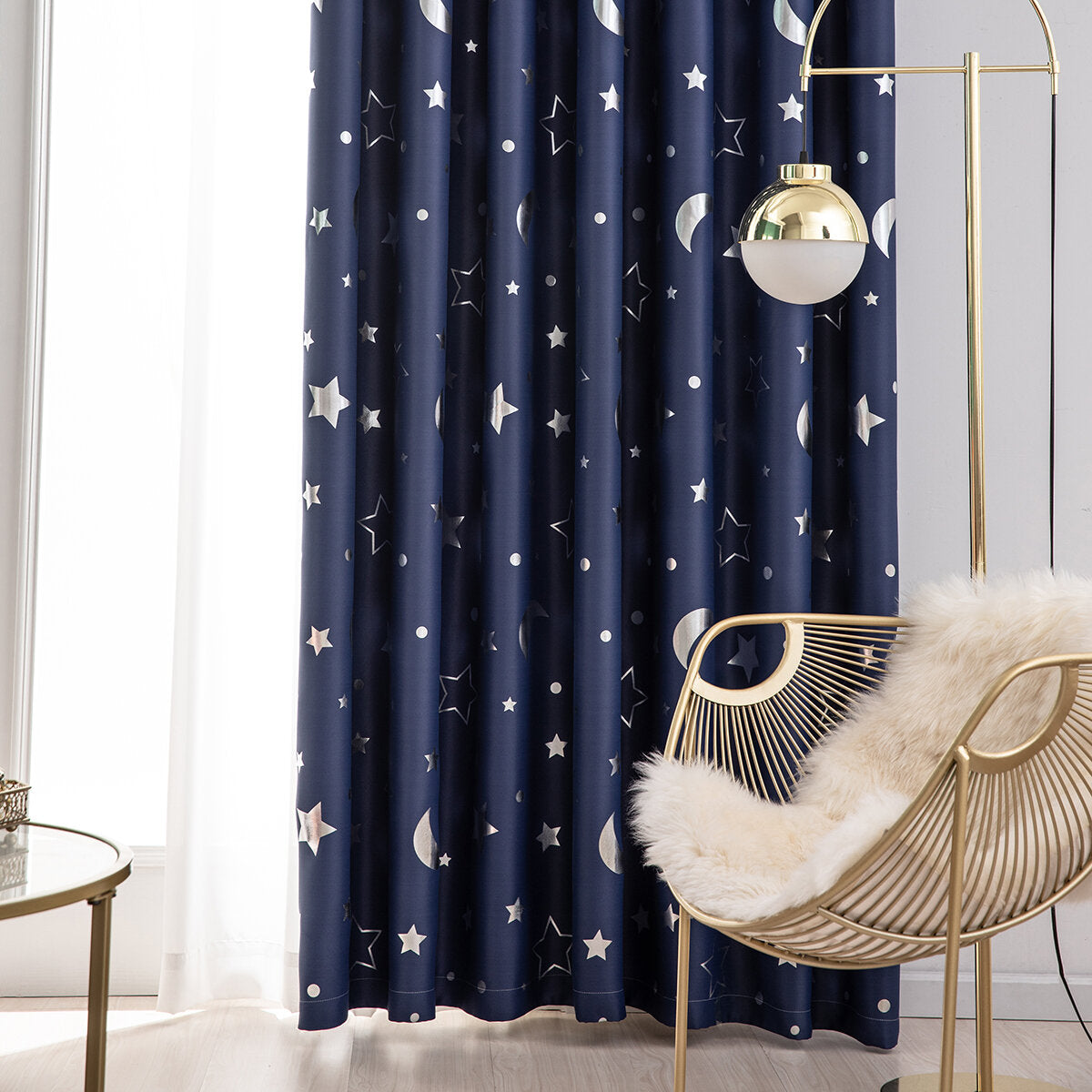 Polyester Moon Star Kids Bedroom Curtains - Window/Door Curtains for Living Room Home Decor