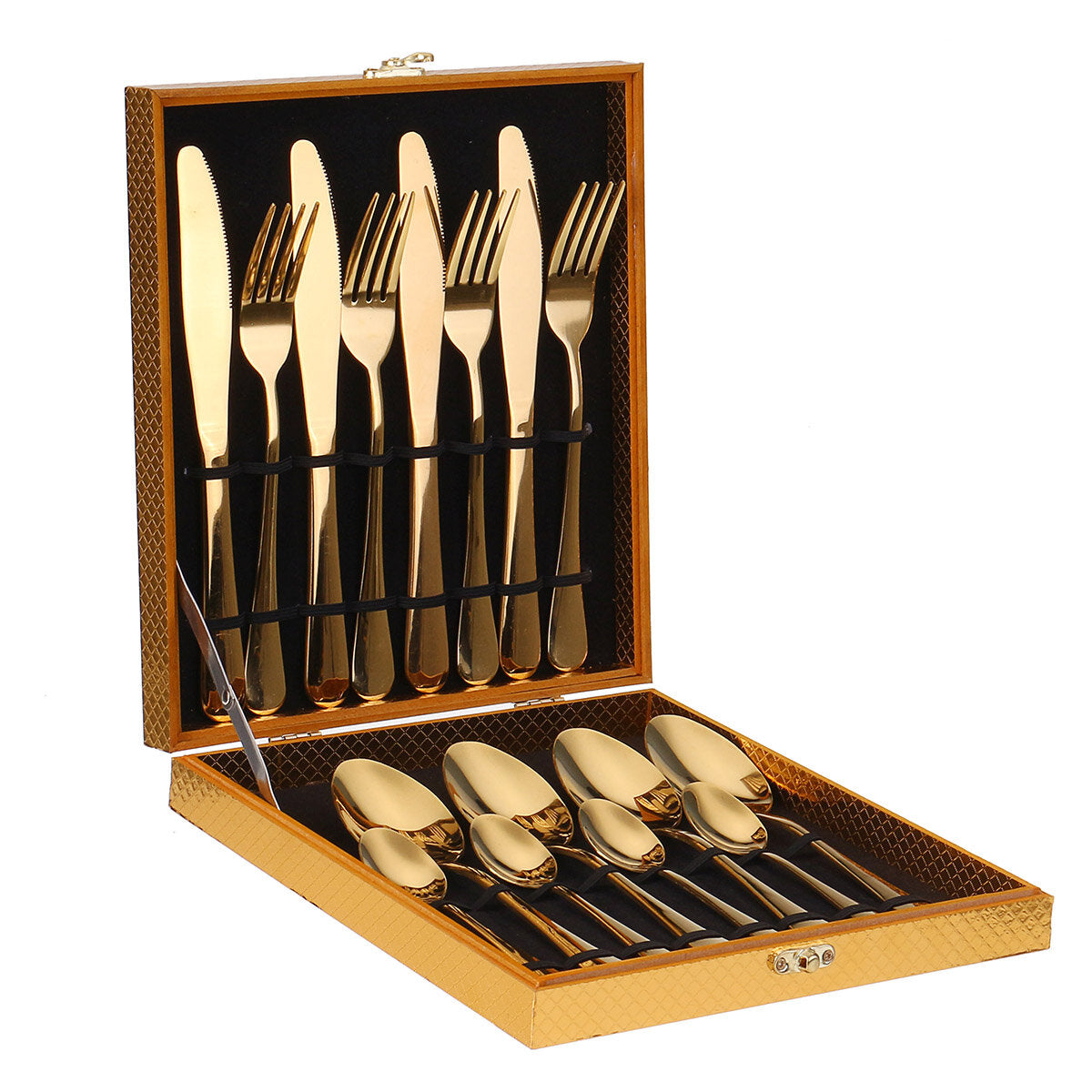 16PCS Stainless Steel Rainbow Cutlery Set - Forks, Spoons, Dinnerware with Storage Box