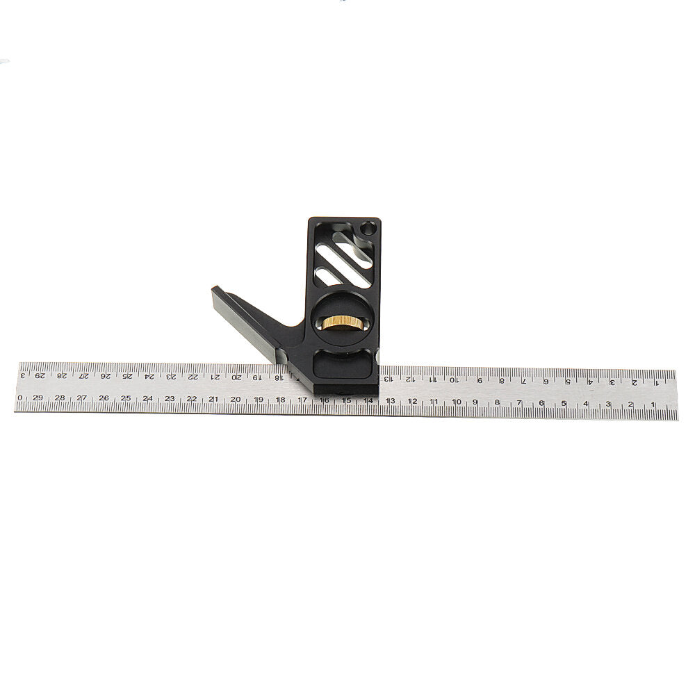Adjustable 300mm Aluminum Alloy Combination Square - 45/90 Degree Angle Scriber, Steel Ruler, Woodworking Tool for DIY Carpenters