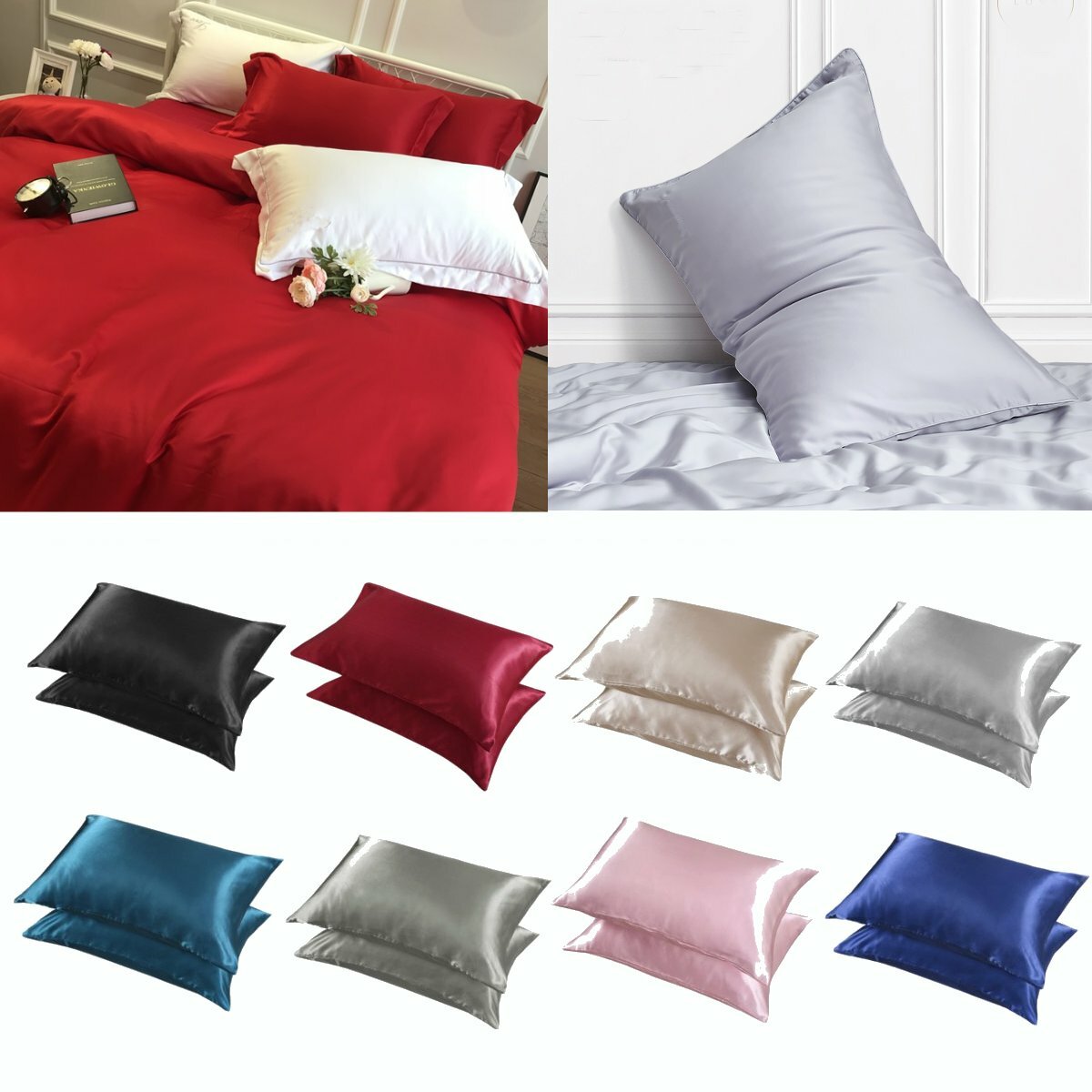 2pcs Silky Soft Pillowcases - Luxury Bed Cushion Covers for Home & Gift