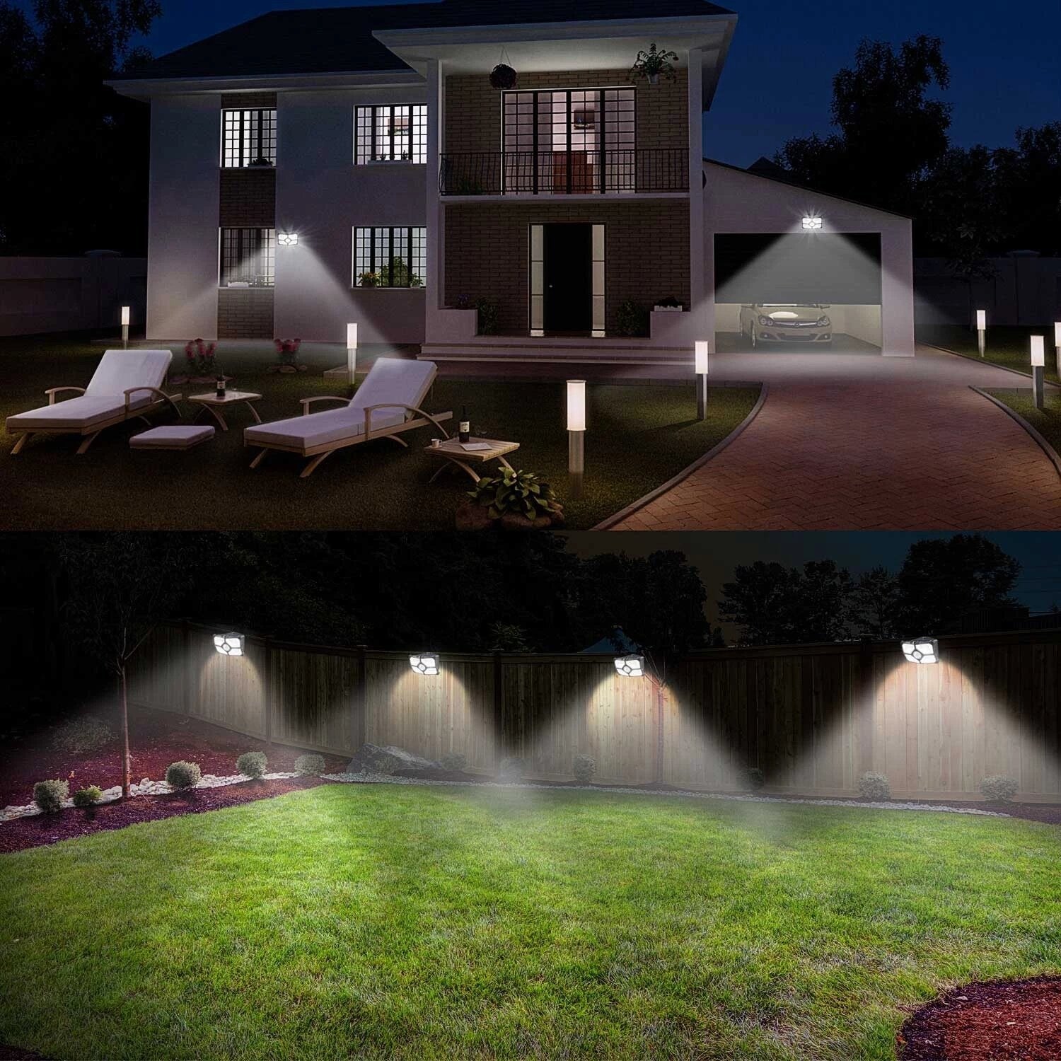 2/4Pcs 40 LED Solar Wall Light, 10M Sensor, 120 Degree Angle, 150 Lumen, 4 Luminescent Surfaces