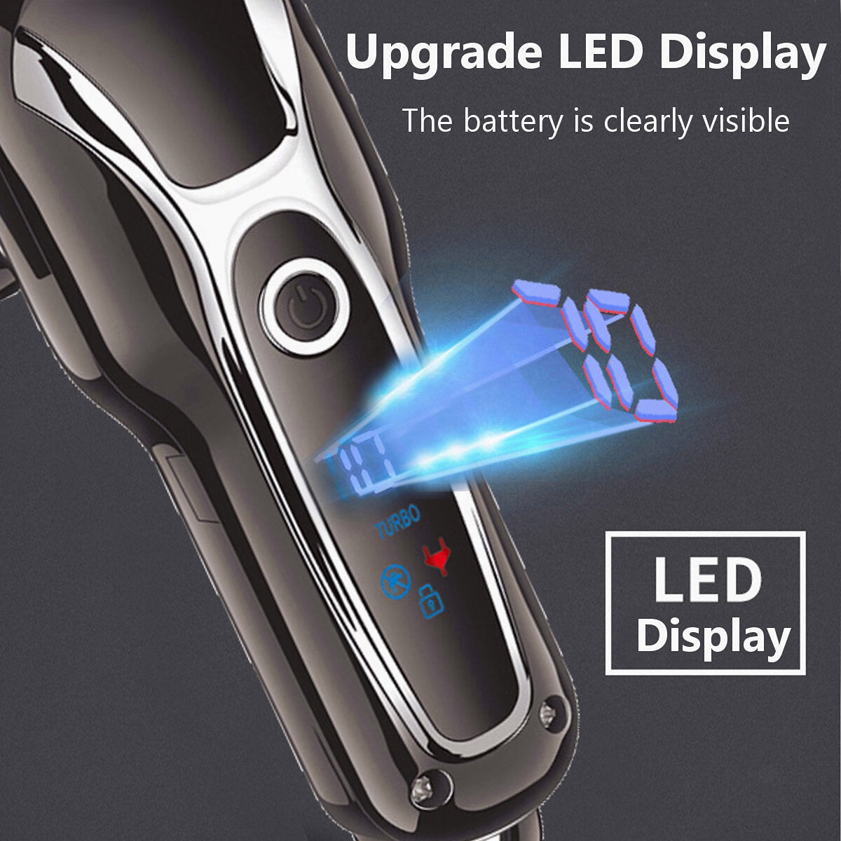 LCD Digital Display Electric Hair Clipper with Oil Head Scissors for Adults