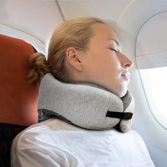 Adjustable U-Shaped Memory Foam Travel Neck Pillow for Office and Nap - 50D Support