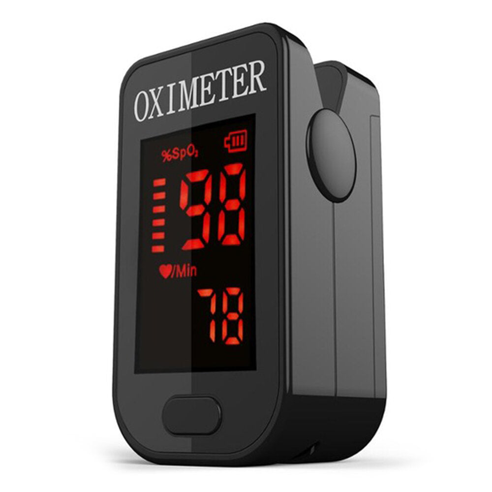 Black LED Finger Pulse Oximeter - Heart Rate & Blood Oxygen Monitor, SPO2 for Home Use