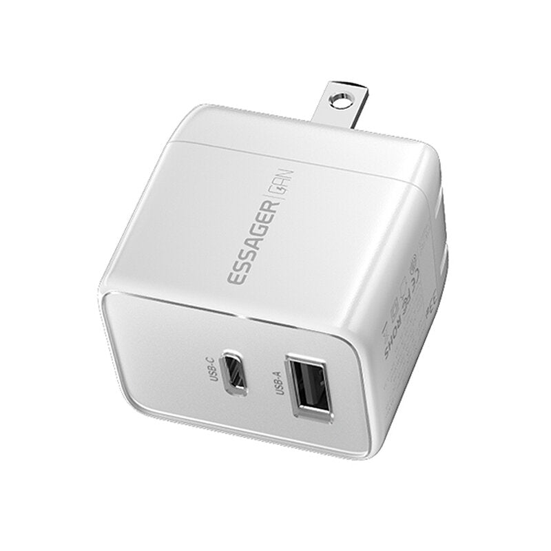 33 W GaN USB PD-Ladegerät, Dual-Port USB-A/USB-C, Schnellladen für iPhone, Huawei, Xiaomi, Oppo