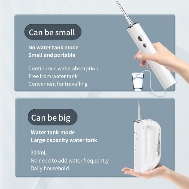 Portable Oral Irrigator Water Flosser – Multi-Function Dental Water Jet with 300ML Tank, Detachable Cleaner, Waterproof for Superior Oral Hygiene