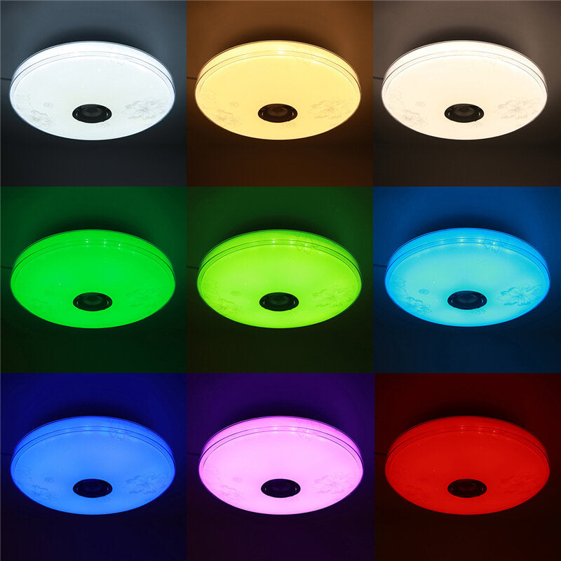 16" 100W LED RGB Music Ceiling Lamp with Bluetooth APP & Remote Control for Bedroom/Workshop 85V-265V