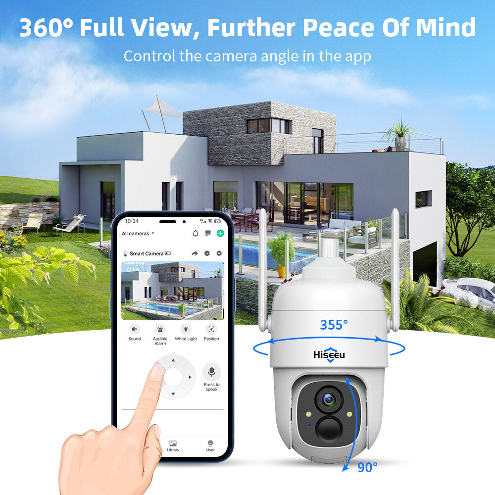 1080P Cloud AI WiFi Security Camera with Rechargeable Battery & Solar Panel, Outdoor Pan & Tilt Wireless Surveillance