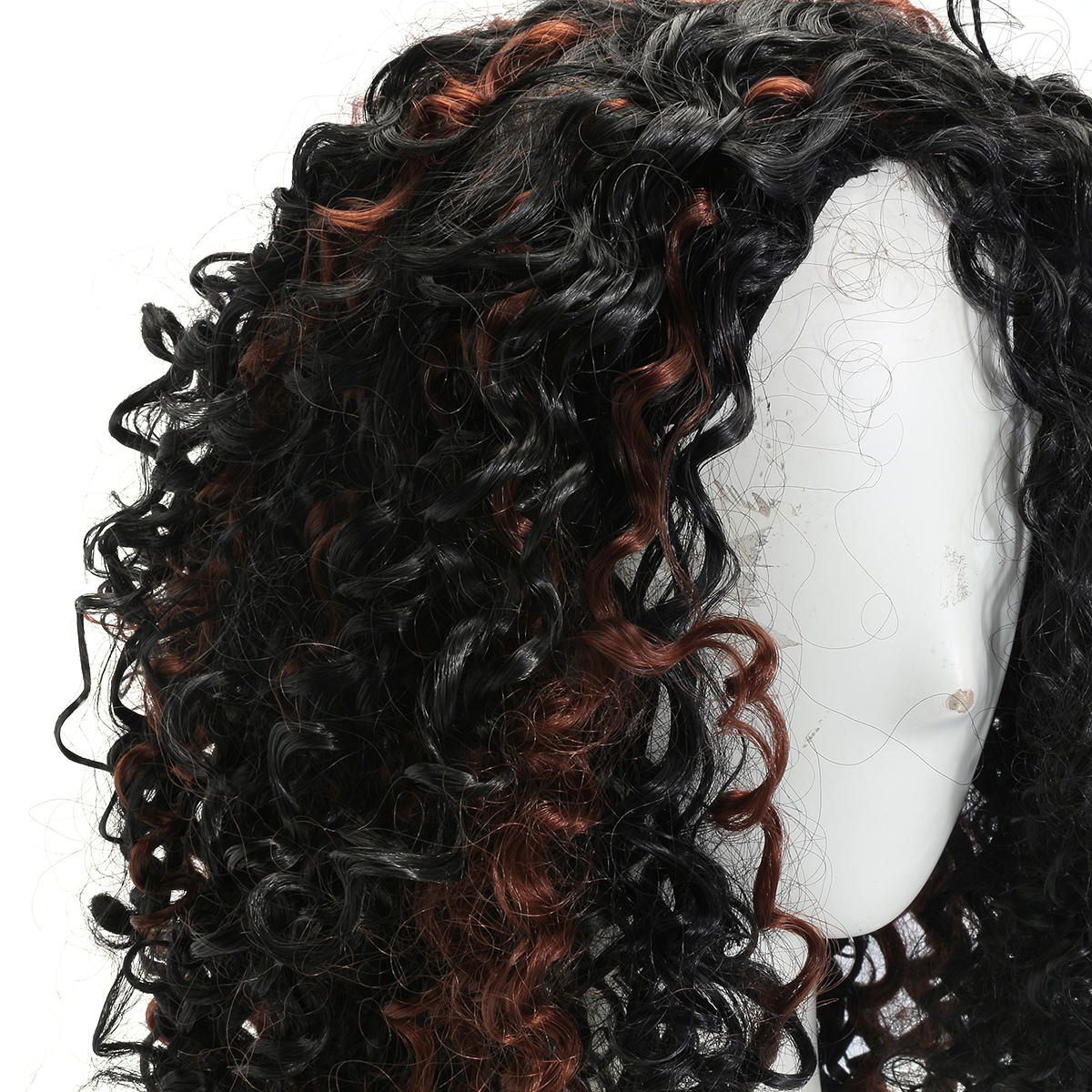 Deep Wavy Curly Lace Front Full Wig - Black Brown Hair