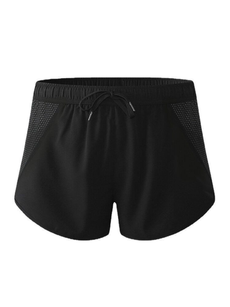 Men's Quick-Dry Mesh Patchwork Drawstring Breathable Sports Board Shorts