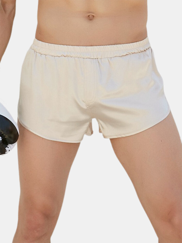 Einfarbige Seiden-Boxershorts für Herren – atmungsaktiv, leicht, elastischer Bund, lockere Passform