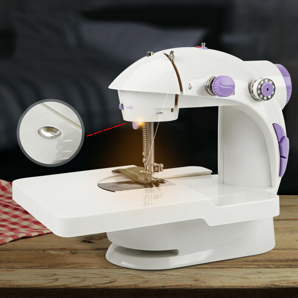 Mini Portable Electric Sewing Machine with Night Light, Foot Pedal, and Hand Table for Household Use