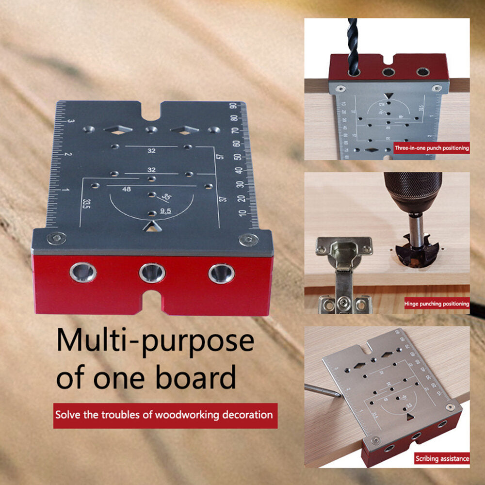 35mm Hinge Jig for Door Cabinets - Concealed Hinge Hole Template, Aluminium Alloy Drill Guide Locator Tool