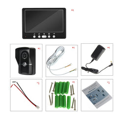 7" Door Video Phone System: 1 Monitor, 1 Outdoor Doorbell, HD Camera, Infrared Night Vision