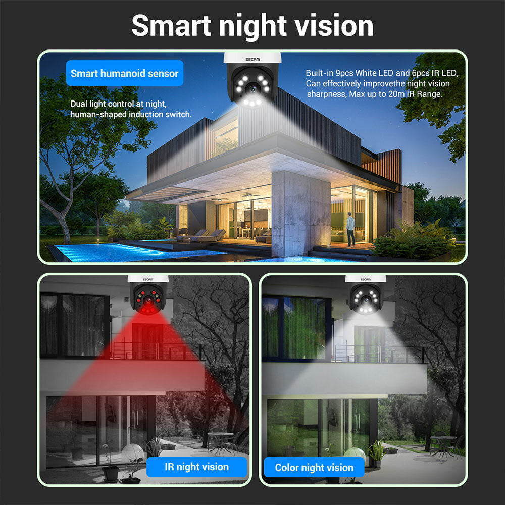 5MP PTZ Wireless IP Camera, 5x Optical Zoom, WIFI, Dual-light, Humanoid Detection, Two-way Voice, Night Vision, ONVIF