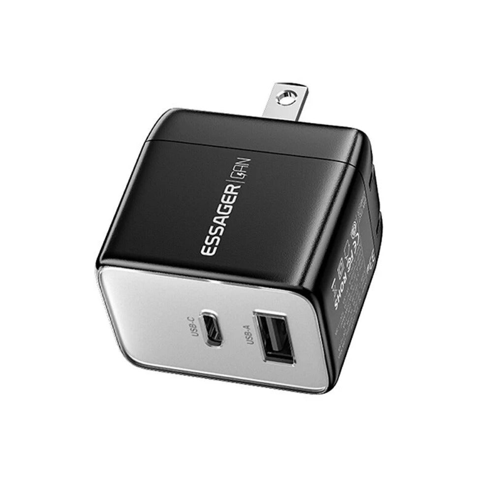 33W GaN USB PD Charger, Dual Port USB-A/USB-C, Fast Charging for iPhone, Huawei, Xiaomi, Oppo