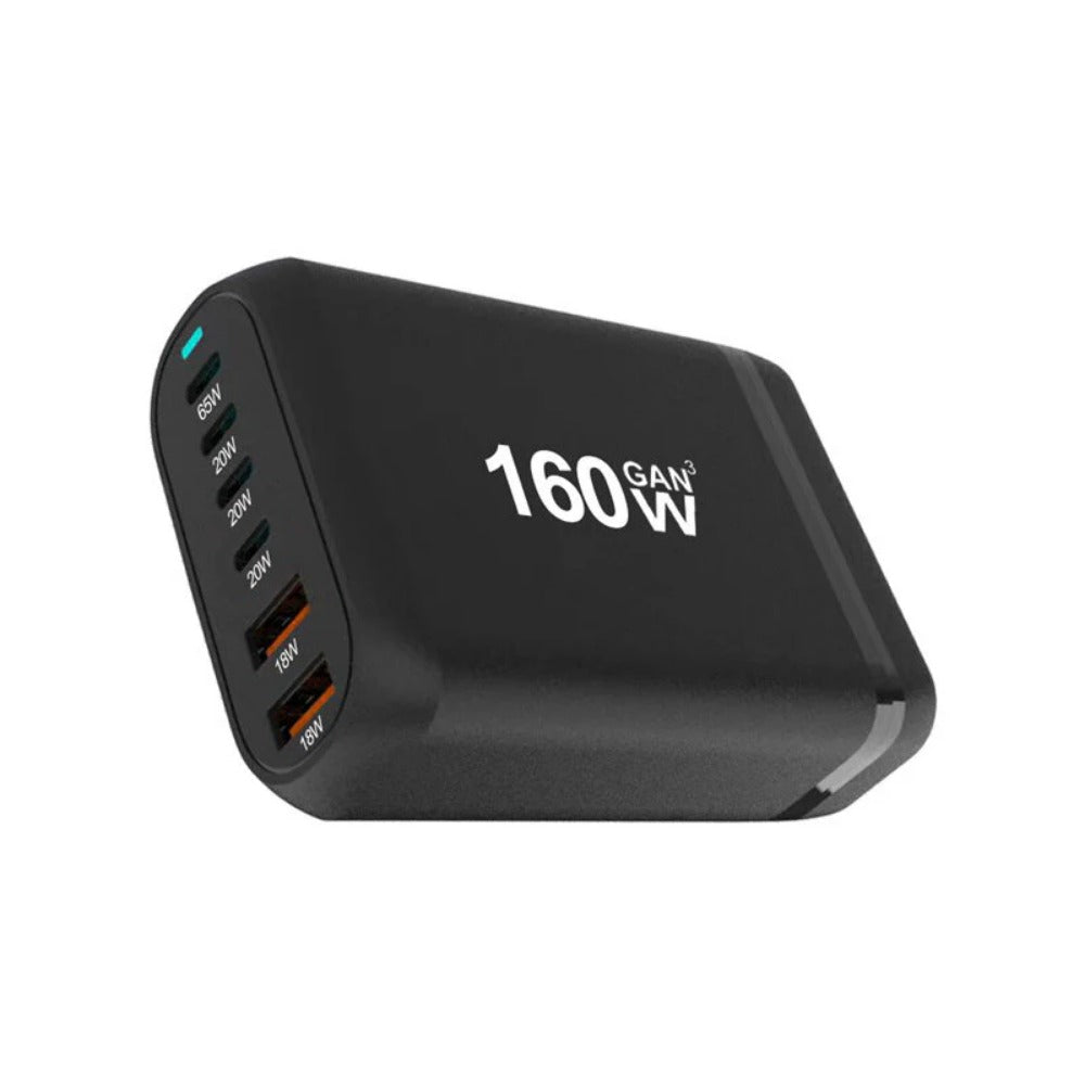 160W GaN 6-Port USB PD Ladegerät, Schnellladestation für iPhone, Huawei, Samsung, Xiaomi