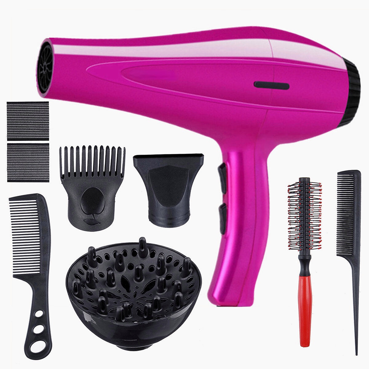 2000W High Concentration Ion Hair Dryer with 3 Heat Settings, 2 Speeds, and 8 Accessories