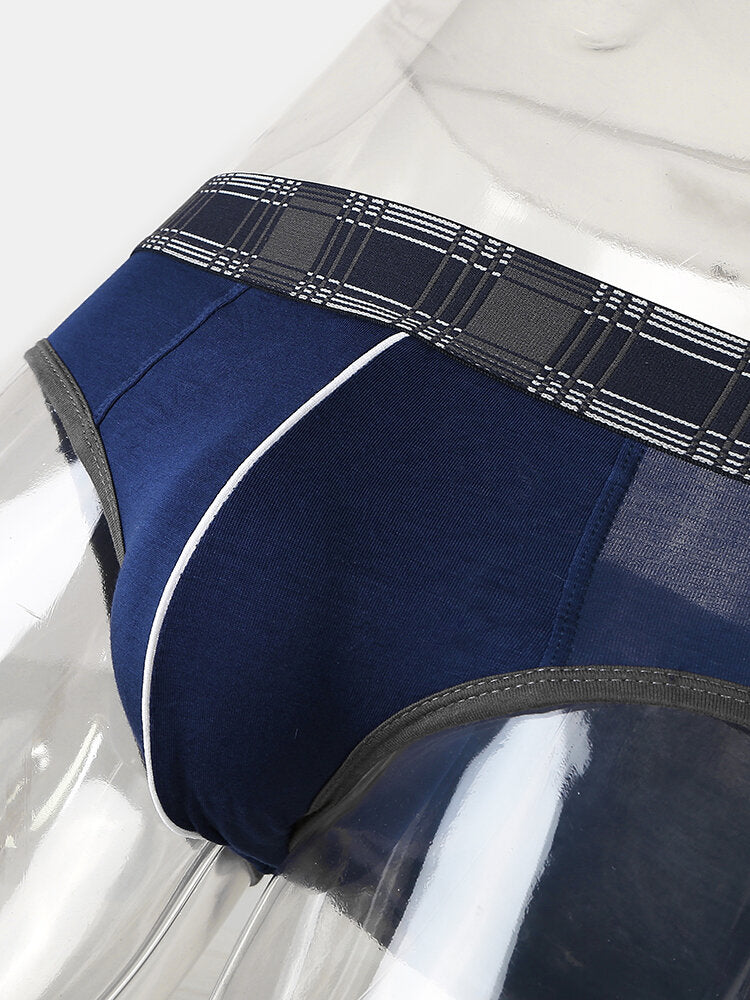 Herren-Unterwäsche aus Modal mit U-Pouch und Karomuster und elastischem Bund