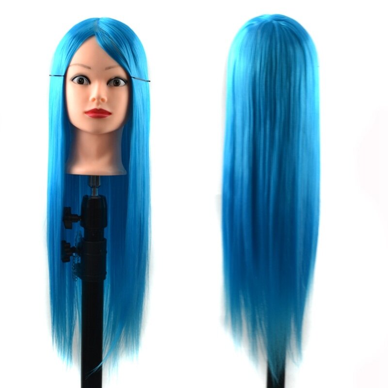 High-Temperature Fiber Hair Training Mannequin Head with Clamp for Salon Braiding Practice