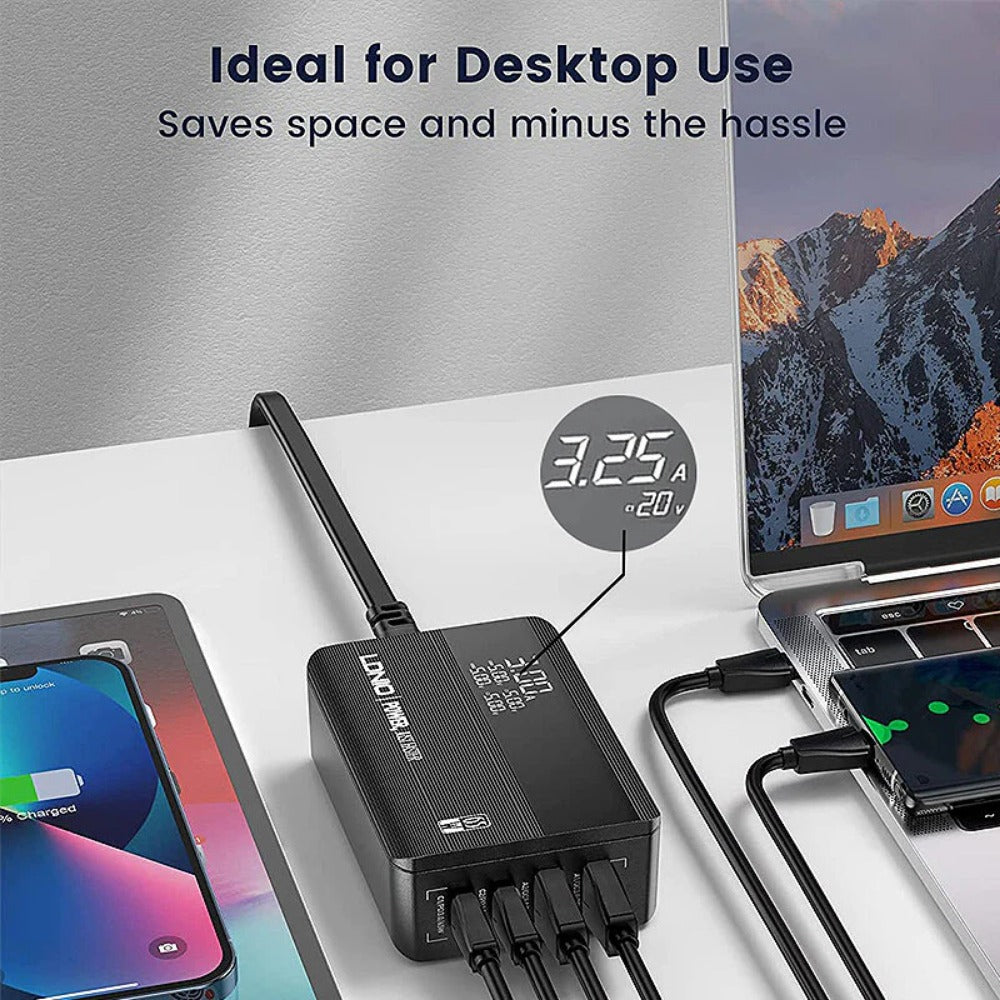 GaN Tech PD65W 4-Port USB-Ladegerät, Schnellladen für iPhone, Samsung, Xiaomi, Huawei, Oppo