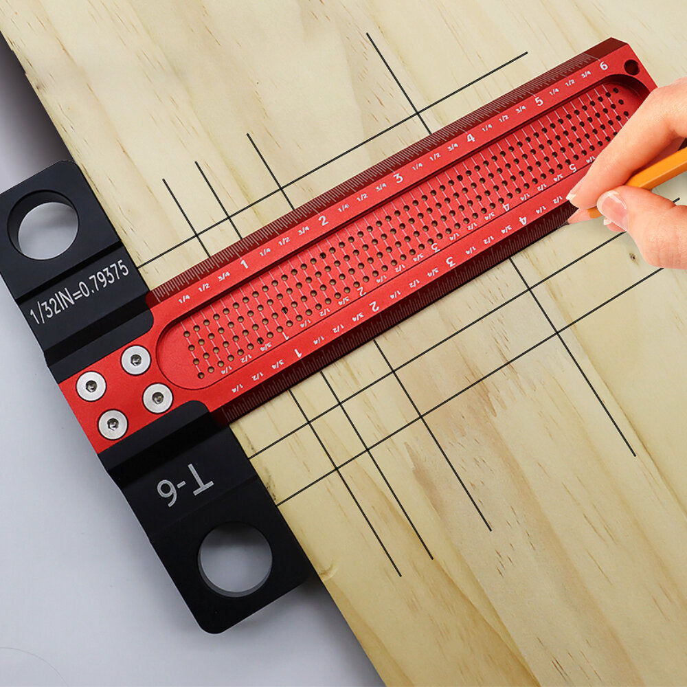 T-Shaped Woodworking Hole Marking Ruler for Parallel Lines